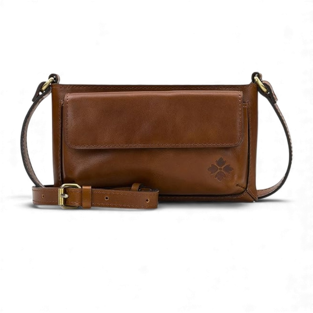 Patricia Nash Dovera Saddle Crossbody – Medium Leather Purse Tan Brown